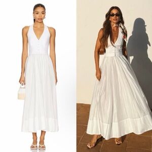 Camila Coelho Elegant White Halter Maxi Dress